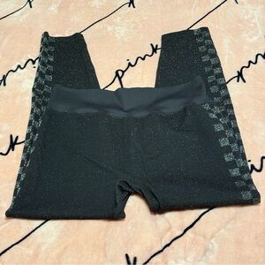 NWT PINK Active Black Glitter Leggings XL Sparkle Gym